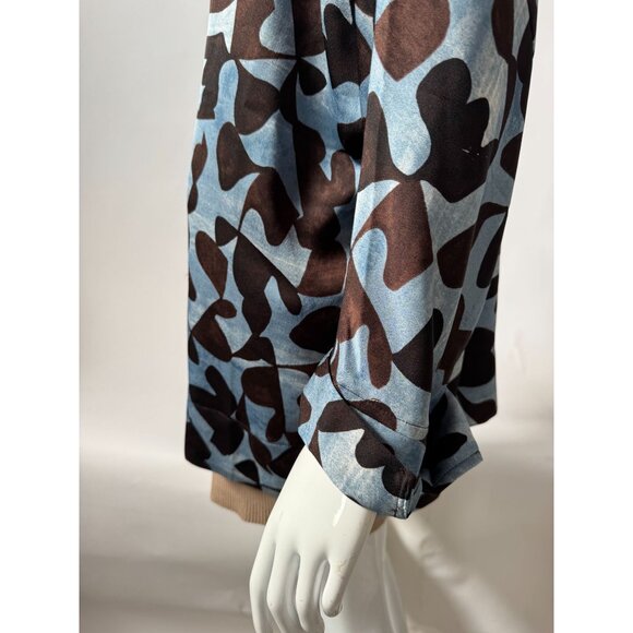 Nic+Zoe Swirling Sky Top Style F221632 Blue & Brown Abstract Print Blouse XL 100 - Picture 4 of 16